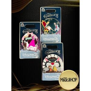 2025 Disney Parks Cinderella 75th Anniversary 3 Pin Set LR LE